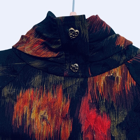 VINTAGE 80’S UNGARO TER WATERCOLOR SILK BLOUSE STATEMENT BILLOWING ABSTRACT TOP - Picture 2 of 13